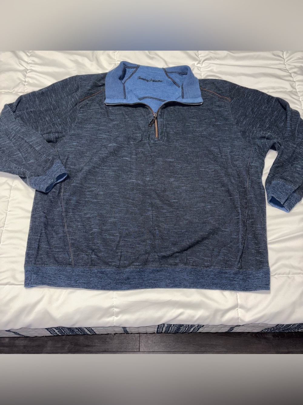 Tommy Bahama Reversible Quarter Zip XXL Navy Blue Heather